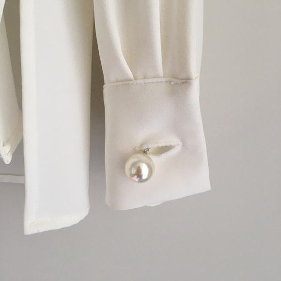 Zara Flowy White Blouse Long Sleeve XS - Picture 5 of 7